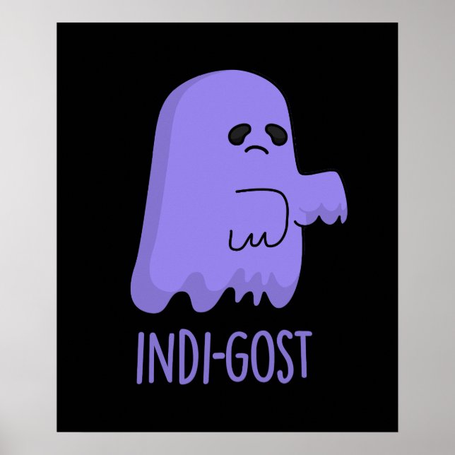 Póster Indi-gost Funny Halloween Indigo Ghost Pun Dark BG (Frente)