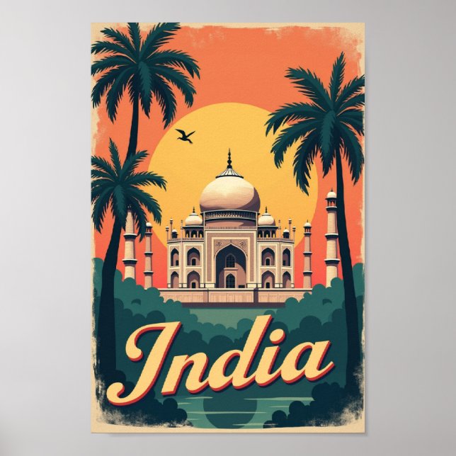 Póster India – 70s Retro Travel Aesthetic (Frente)