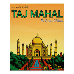 Póster India Agra Taj Mahal viaje 
