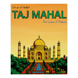 Póster India Agra Taj Mahal viaje