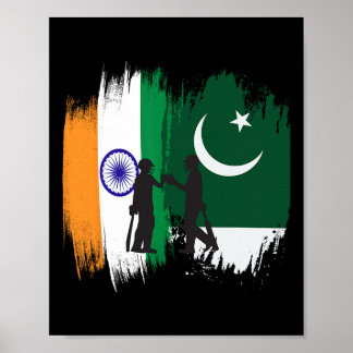 Póster India And Pakistan Cricket Patriotic Gift For Fina