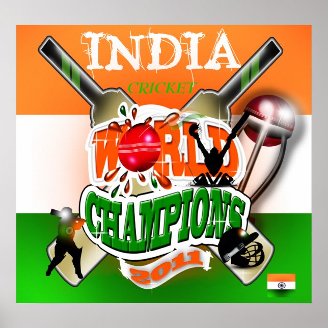 Póster India Campeones de la Copa Mundial de Cricket ICC  (Frente)