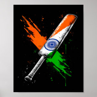 Póster India Cricket T Cricket Warrior British Flag Crick