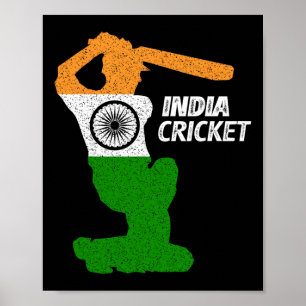 Póster India Cricket Tsman Tiro Límite Con Bandera India