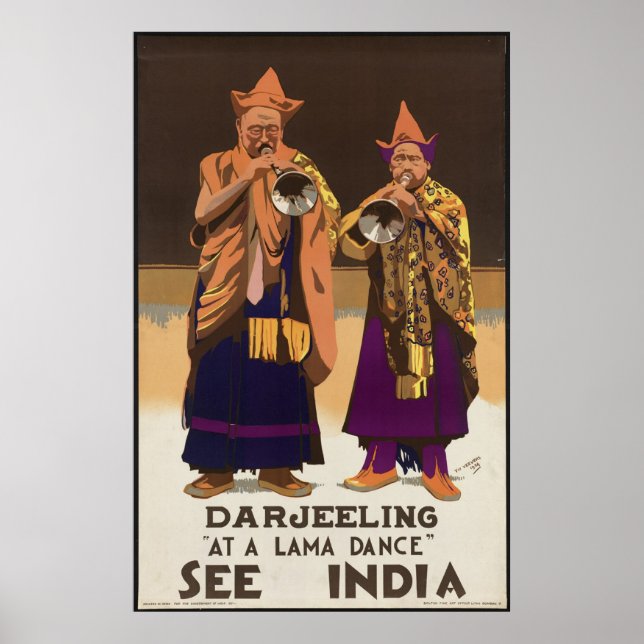 Póster India Darjeeling Viaje Poster Vintage Ad Retro (Frente)