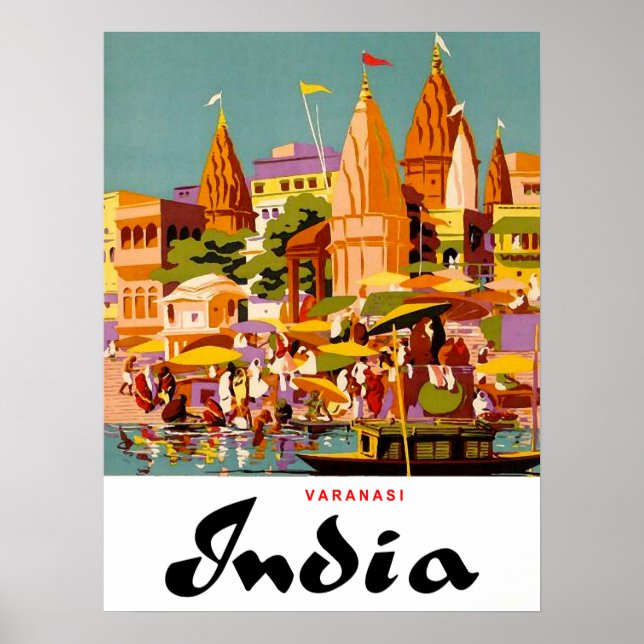 Póster India, edificios tradicionales en la ciudad de Var (Frente)