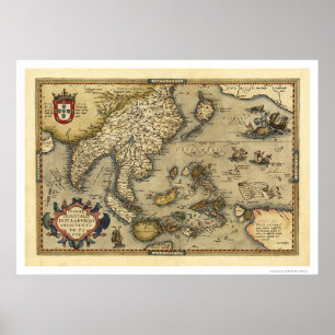 Póster India Map By Ortelius 1570