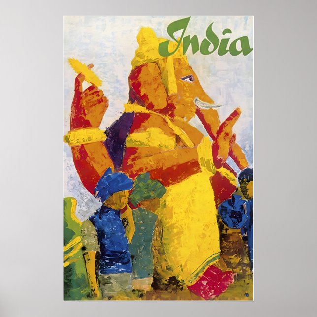 Póster India Painting Ganesh Print Hindi Art  (Frente)