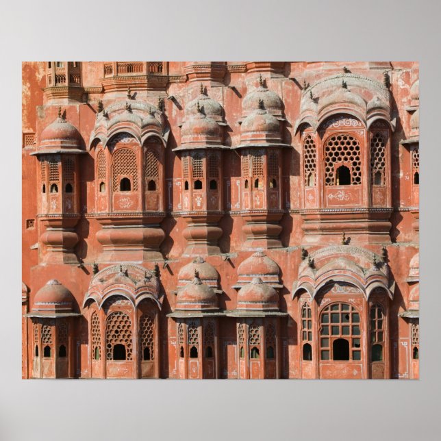 Póster INDIA, Rajasthan, Jaipur: Hawa Mahal (Palace of (Frente)