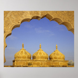 Póster India, Rajasthan, Jaisalmer. Cúpulas de arenisca