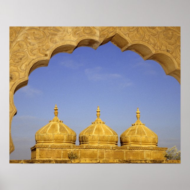 Póster India, Rajasthan, Jaisalmer. Cúpulas de arenisca (Frente)
