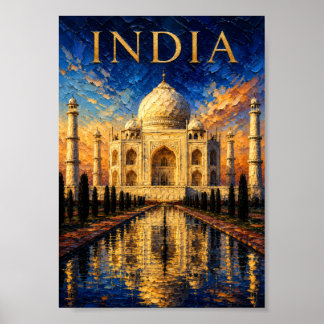 Póster India: Sunrise Glow Taj Mahal Art Souvenir