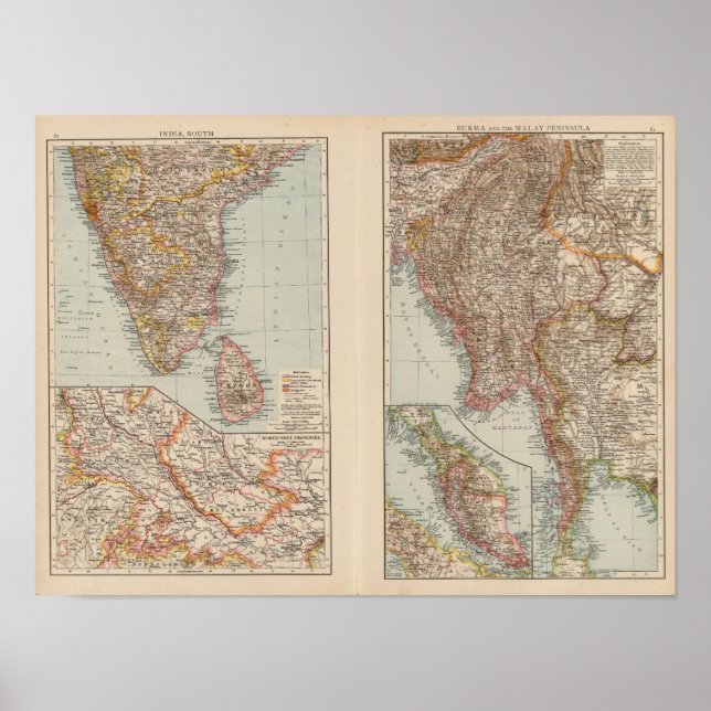 Póster India Sur, Birmania, Península Malaya (Frente)