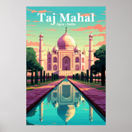 Póster India Taj Mahal vintage travel poster
