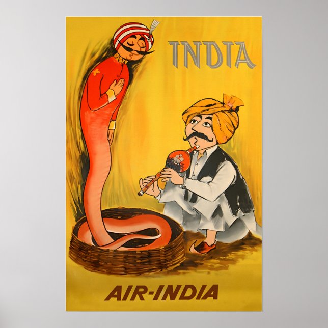 Póster India Travel Poster Air-India Art Indian Print (Frente)