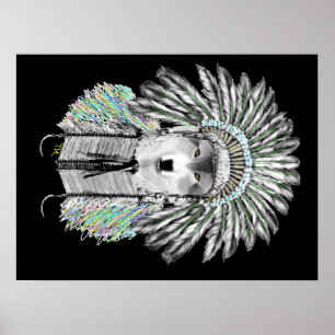 Póster Indian chief wolf