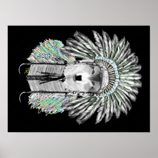 Póster Indian chief wolf
