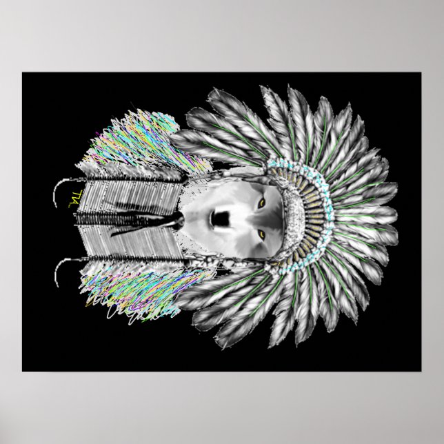 Póster Indian chief wolf (Frente)