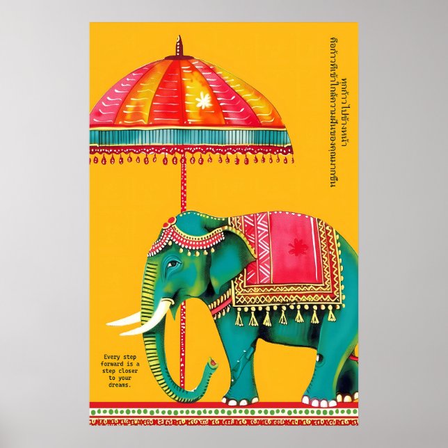 Póster Indian Elephant Art Print Rajasthani Cultural (Frente)