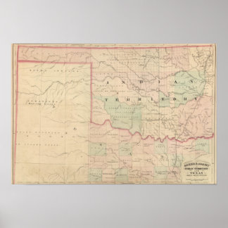 Póster Indian Territory and Texas, North West Portion
