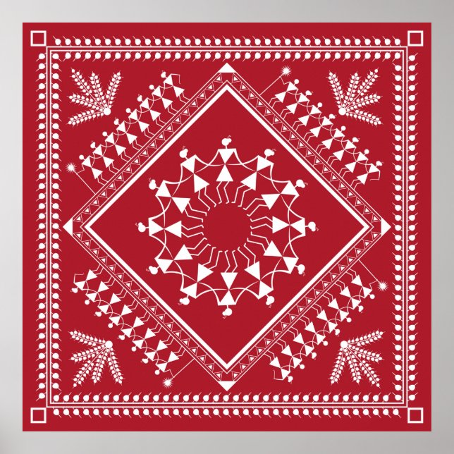 Póster Indian tribal Painting. Warli Paintingart, indian, (Frente)