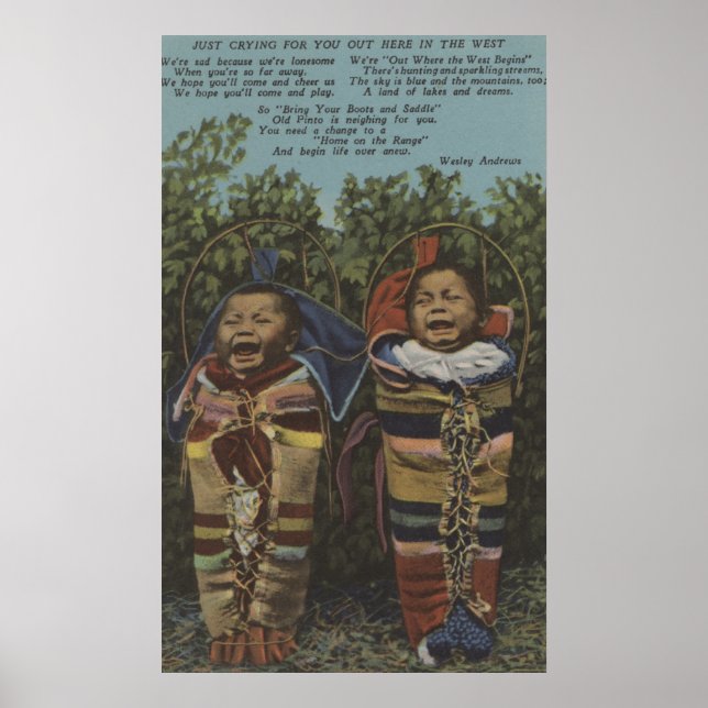 Póster Indian Twins in Papooses & "Just Crying�" (Frente)