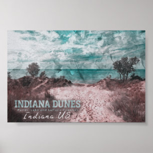 PÓSTER INDIANA DUNES WATERCOLOR - INDIANA ESTADOS UNIDOS