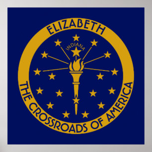 Póster Indiana La Bandera Personalizada Del Estado Hoosie