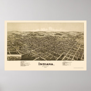 Póster Indiana, mapa panorámico de la AP - 1900