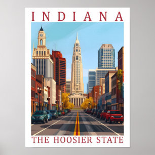 Póster Indiana the Hoosier State USA Travel Place