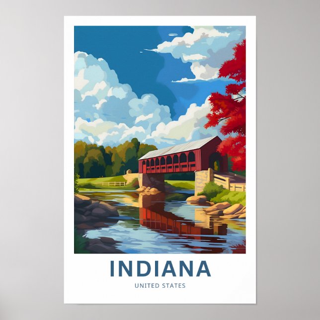 Póster Indiana United States Travel Print (Frente)