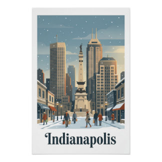 Póster Indianapolis en invierno