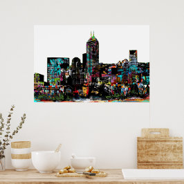 Póster Indianápolis, Indiana en graffiti