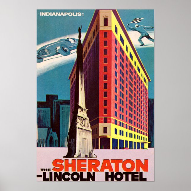 Póster Indianapolis Indiana Lincoln Hotel (Frente)