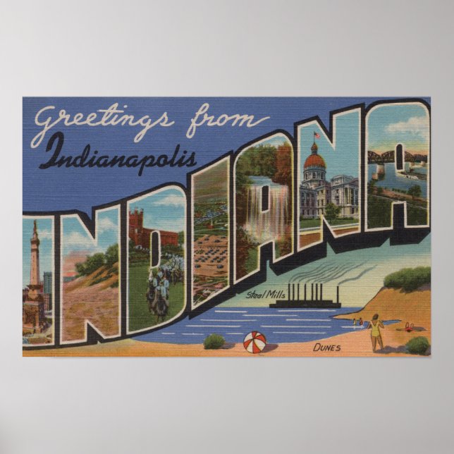 Póster Indianápolis, Indiana (siderurgia/dunas de arena) (Frente)