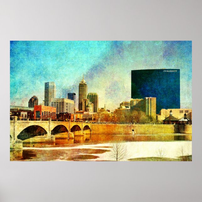 Póster Indianapolis Indiana Skyline (Frente)
