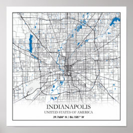 Póster Indianapolis Indiana USA Travel City Map