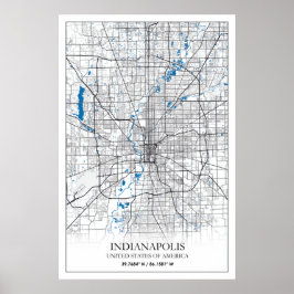 Póster Indianapolis Indiana USA Travel City Map