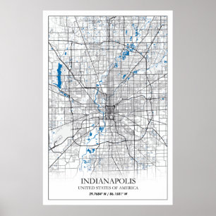 Póster Indianapolis Indiana USA Travel City Map