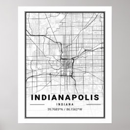 Póster Indianapolis Indiana USA Travel City Map