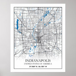 Póster Indianapolis Indiana USA Travel City Map