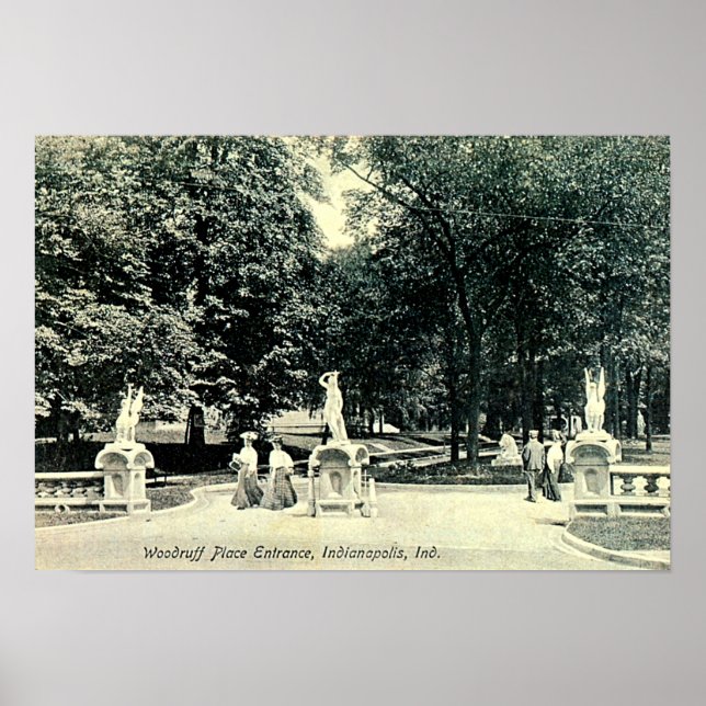 Póster Indianapolis, Indiana Woodruff Place 1910 (Frente)