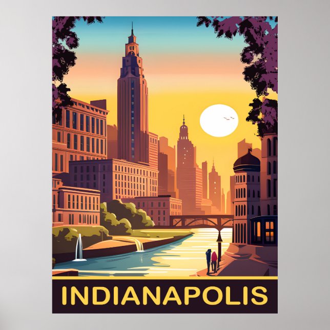 Póster Indianápolis, Río Blanco, Estado de Indiana, Viaje (Frente)