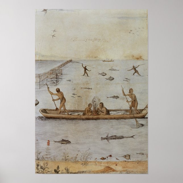 Póster Indians Fishing (Frente)