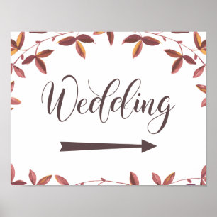 Póster indicaciones bodas señalización flecha derecha oto