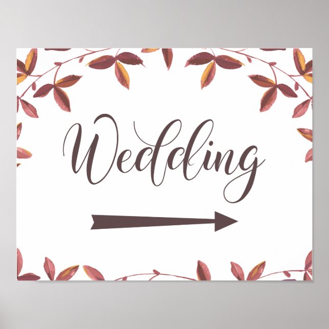 Póster indicaciones bodas señalización flecha derecha oto (Frente)