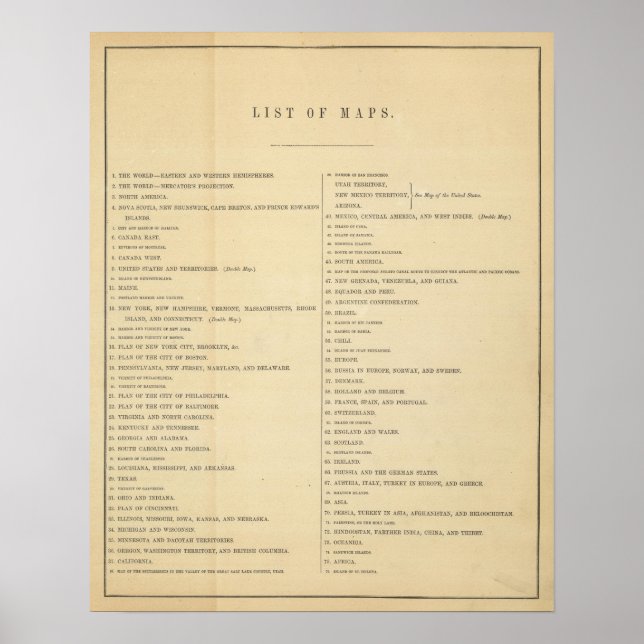 Póster Índice Nuevo atlas general (Frente)