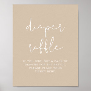 Póster INDIE Bohemian Beige Diaper Raffle Game Rótulo