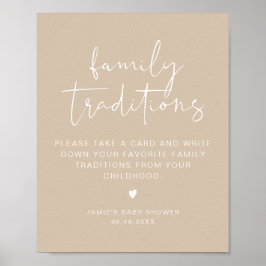 Póster INDIE Boho Beige Family Traditions Baby Shower