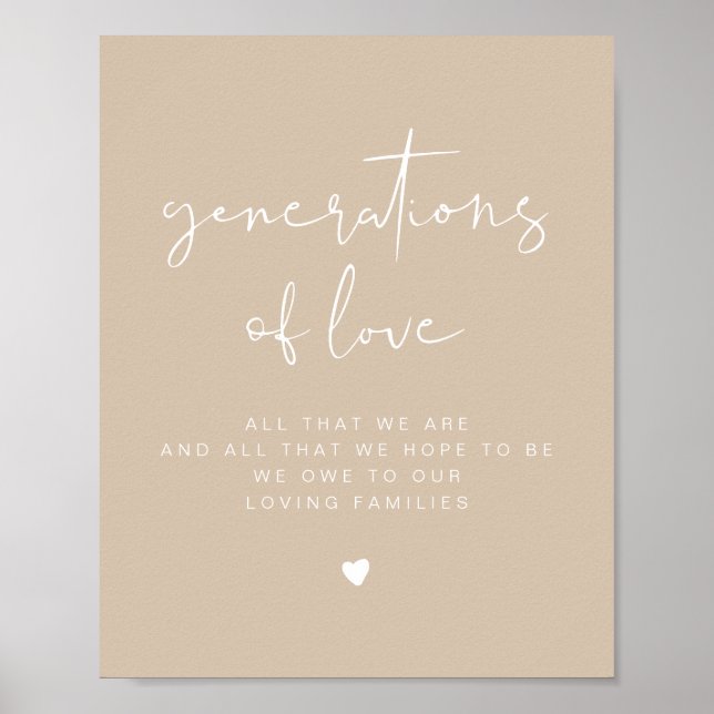 Póster INDIE Boho Beige Generaciones de Rótulo Boda de am (Frente)
